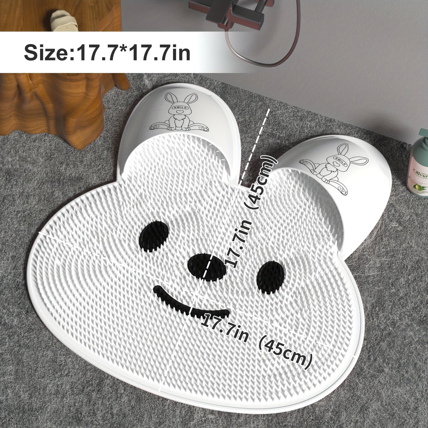 Silicone Rabbit Foot Scrubber Non-Slip Rabbit-Shaped Silicone Wedyvko Foot Scrubber Mat - Acrylic Shower Floor Exfoliator Pad with Suction Cups for Men & Women