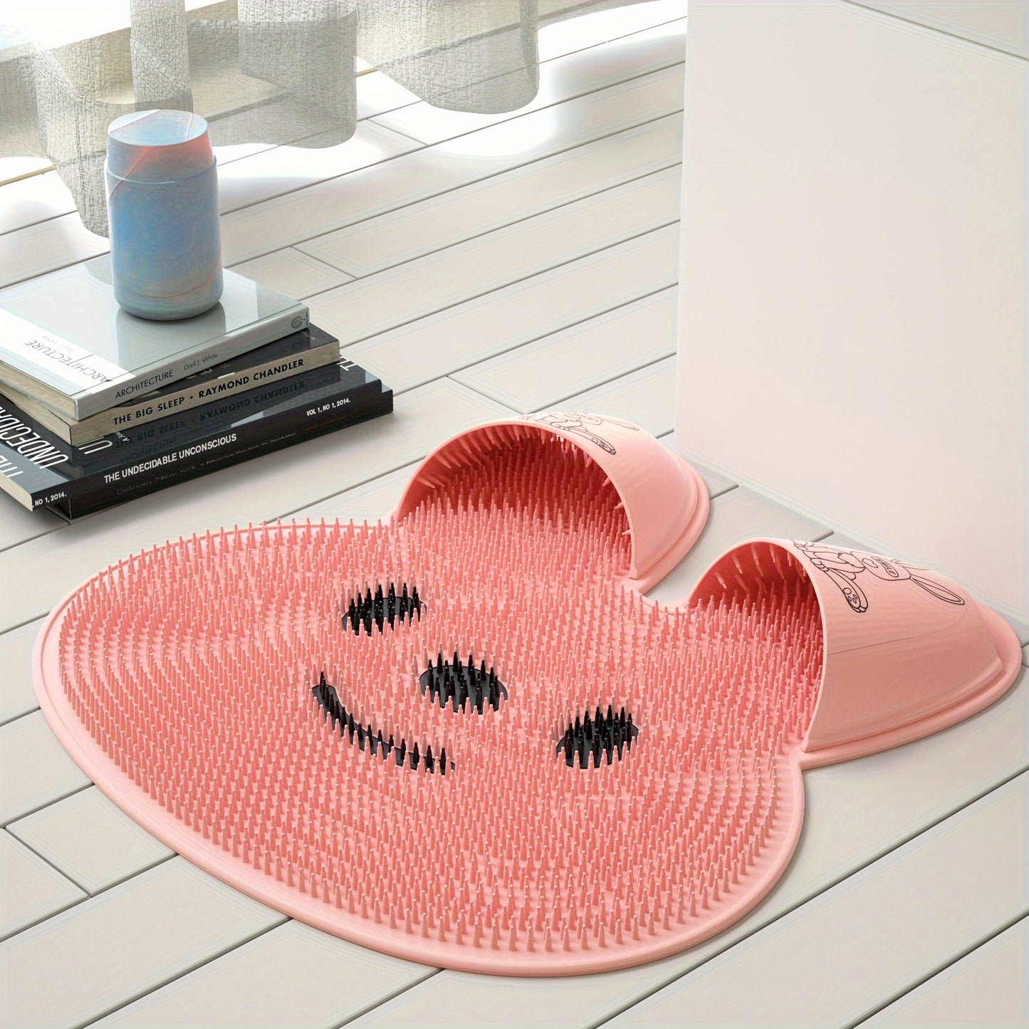 Silicone Rabbit Foot Scrubber Non-Slip Rabbit-Shaped Silicone Wedyvko Foot Scrubber Mat - Acrylic Shower Floor Exfoliator Pad with Suction Cups for Men & Women