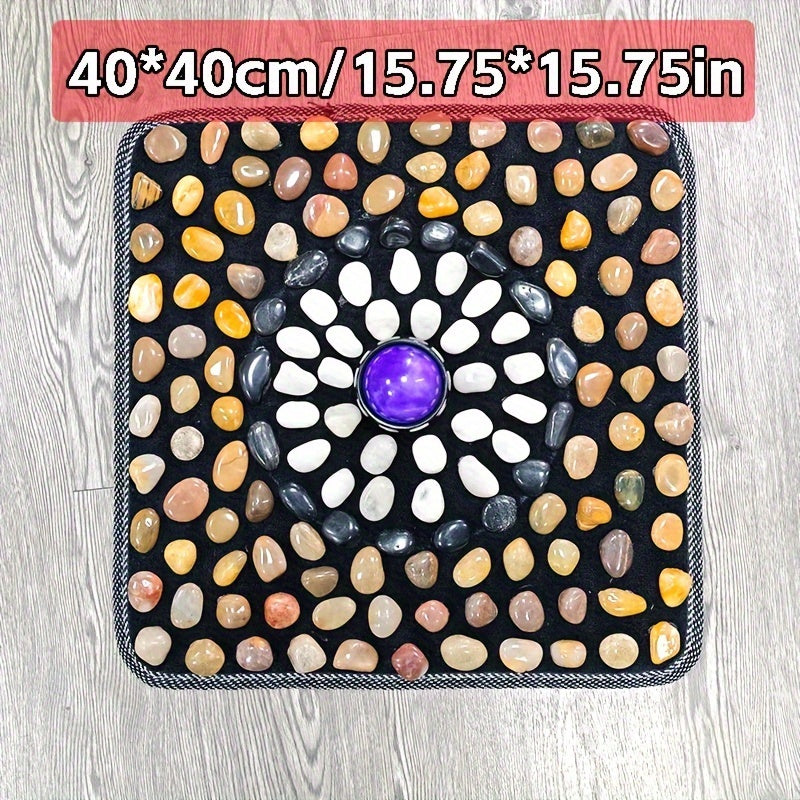 Natural Stone Foot Massage Pad with Roller for Home Use – Reflexology Mat for Deep Relaxation and Improved Circulation, Durable and Comfortable Design, Gift Box Included, Home Foot Care | Cylindrical Massage Roller | Natural Stone Roller