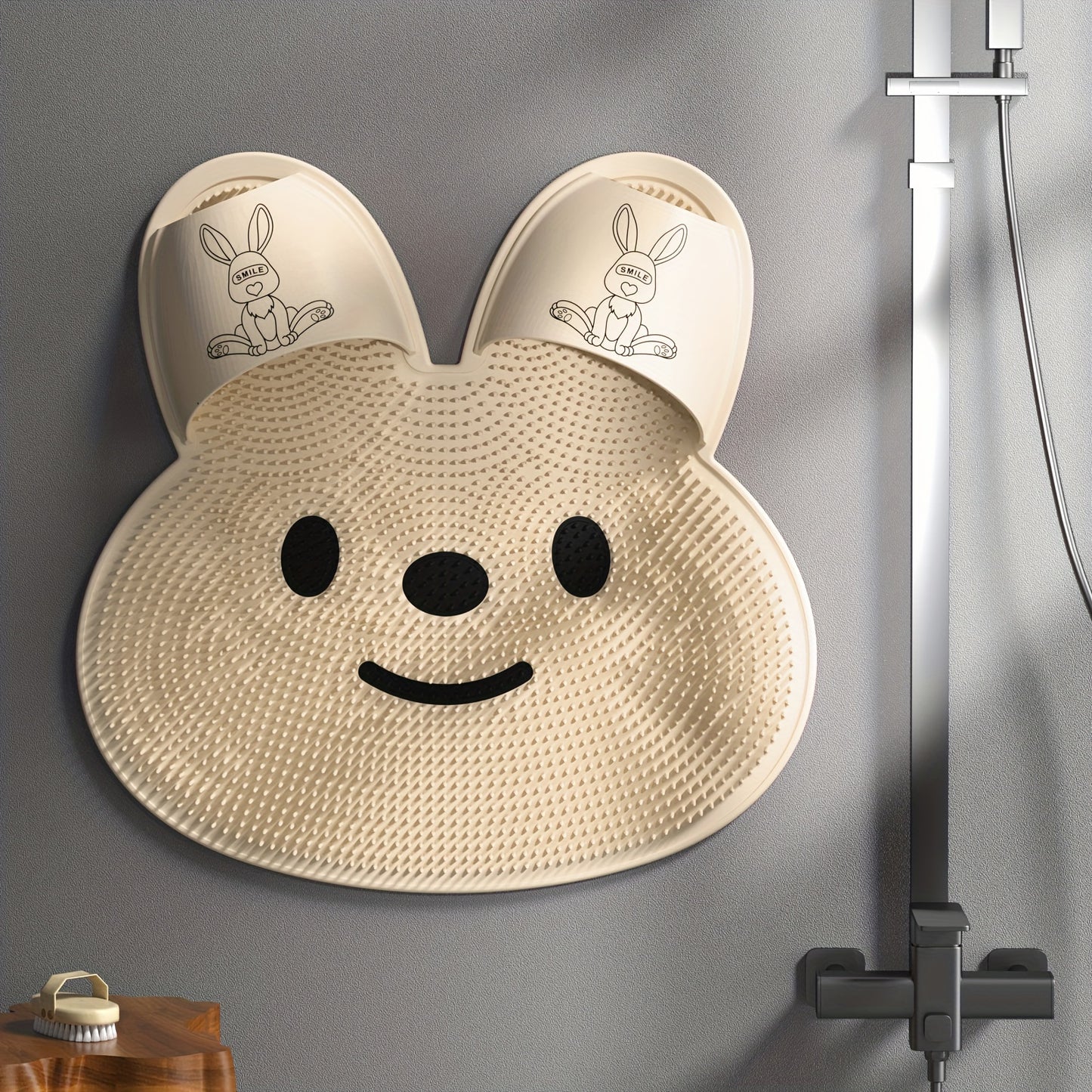 Silicone Rabbit Foot Scrubber Non-Slip Rabbit-Shaped Silicone Wedyvko Foot Scrubber Mat - Acrylic Shower Floor Exfoliator Pad with Suction Cups for Men & Women