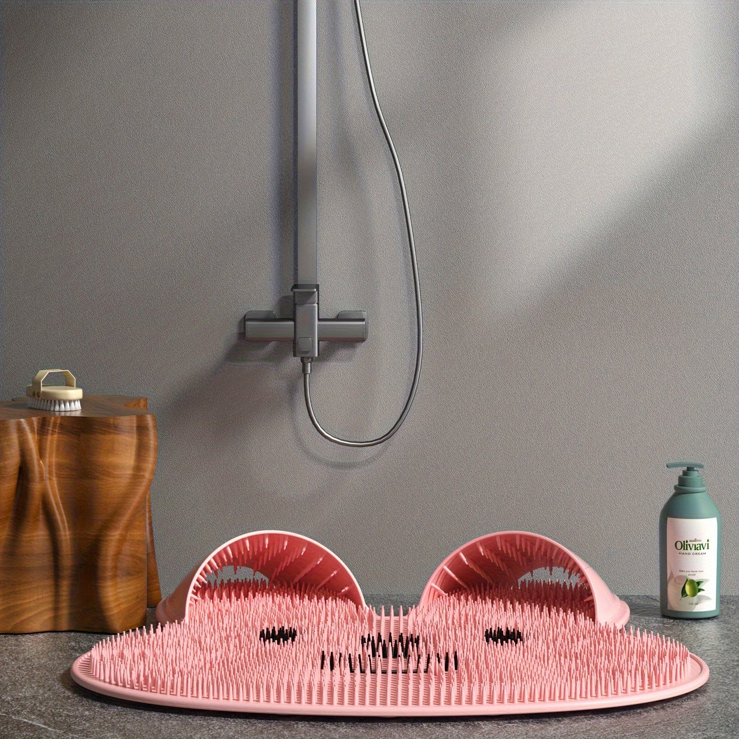 Silicone Rabbit Foot Scrubber Non-Slip Rabbit-Shaped Silicone Wedyvko Foot Scrubber Mat - Acrylic Shower Floor Exfoliator Pad with Suction Cups for Men & Women