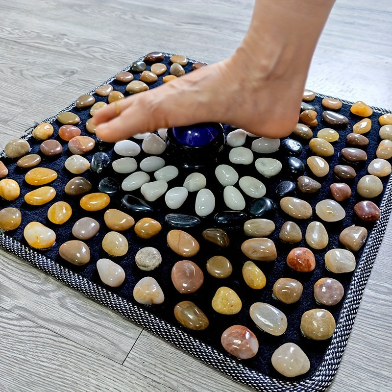 Natural Stone Foot Massage Pad with Roller for Home Use – Reflexology Mat for Deep Relaxation and Improved Circulation, Durable and Comfortable Design, Gift Box Included, Home Foot Care | Cylindrical Massage Roller | Natural Stone Roller