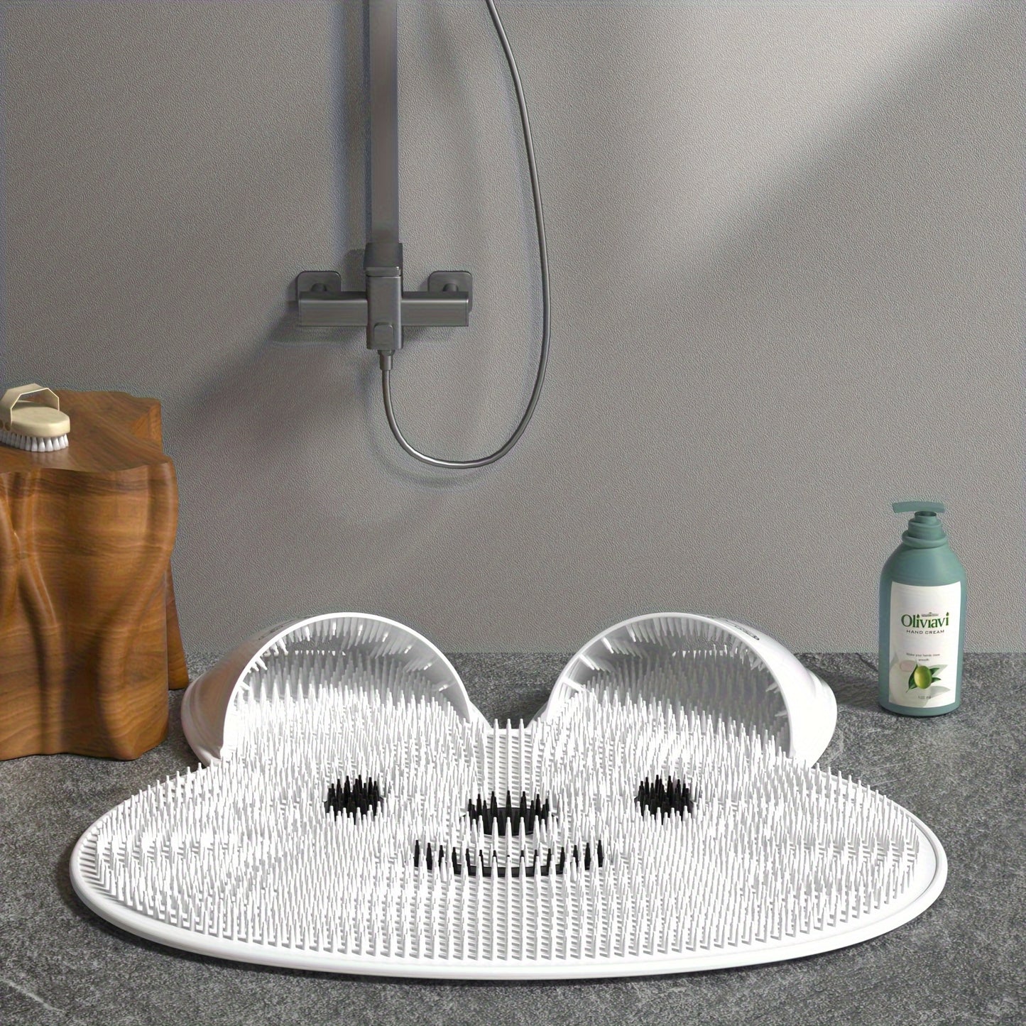 Silicone Rabbit Foot Scrubber Non-Slip Rabbit-Shaped Silicone Wedyvko Foot Scrubber Mat - Acrylic Shower Floor Exfoliator Pad with Suction Cups for Men & Women