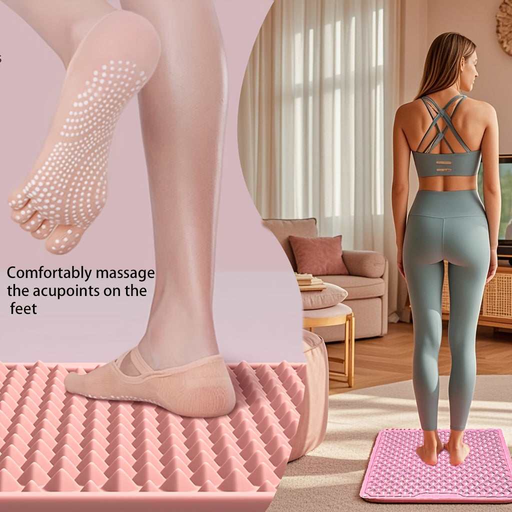 Quick-Dry Foldable Foot Massage Pad with Scallop Edge Design - Food-Grade Silicone, Deep Tissue Relief for Yoga & Post-Hike Recovery, 15-Minute Pre-Sleep Massage, Yoga Mat Foot Pad | Scallop Edge Foot Pad | Silicone Foot Pad