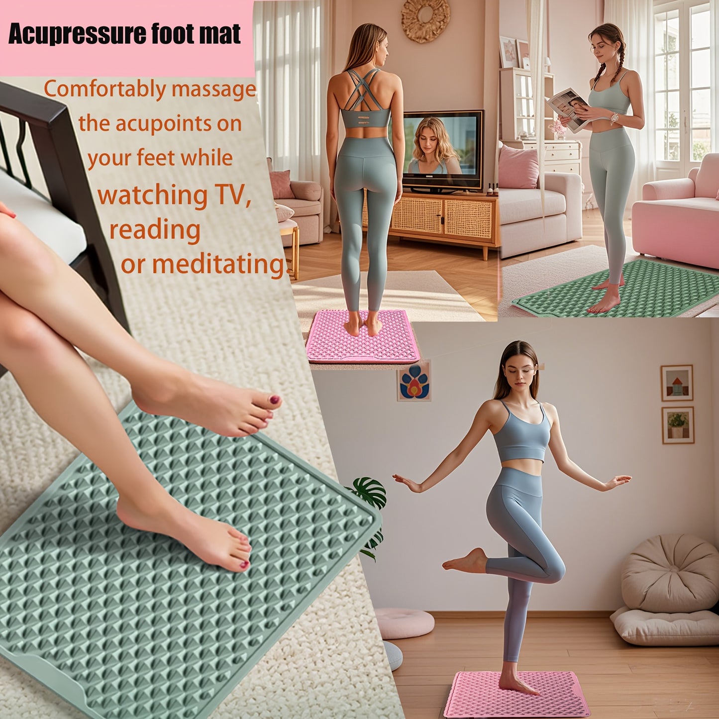 Transformable Cube Foot Massage Mat, Food-Grade Silicone, Deepens Meridians, Yoga Relaxation Device, Quickly Relieves Hiking Afterward, 15-Minute Evening Sleep Massager, Blue, Black, Green, Yellow, White, Gray, Red, for Men, Women, All