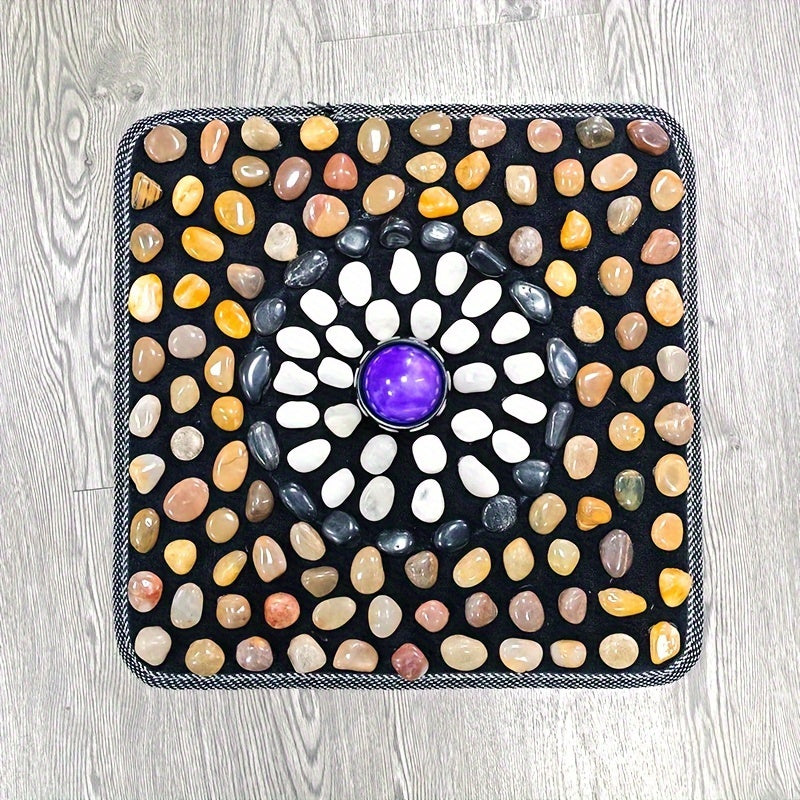 Natural Stone Foot Massage Pad with Roller for Home Use – Reflexology Mat for Deep Relaxation and Improved Circulation, Durable and Comfortable Design, Gift Box Included, Home Foot Care | Cylindrical Massage Roller | Natural Stone Roller